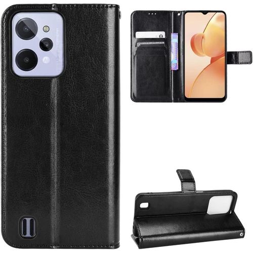 Coque Pour Oppo Realme C31 .Coques Oppo Realme C31leather Case.Magnetic Buckle Flip Cover Built In Card Slot Fonction Support Film Tpu Soft Shell Case Cover Bla