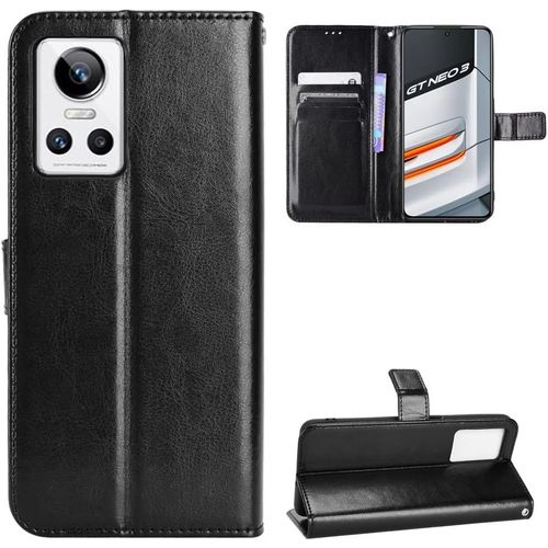 Coque Pour Oppo Realme Gt Neo3 .Coques Oppo Realme Gt Neo3leather Case.Boucle Magnétique Flip Cover Fente Pour Carte Intégrée. Fonction Support Du Film. Tpu Soft Shell Housse Bla