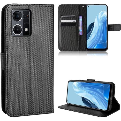 Coque Pour Oppo Reno7 4g .Coques Oppo Reno7 4g Étui En Cuir Pu Avec Boucle Magnétique Flip Cover Fente Pour Carte Intégrée Fonction Support Du Film Tpu Soft Shell Case Cover Bla