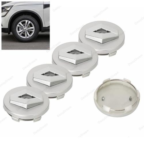 Lot De 4 Centre De Roue Cache Moyeu Pour Renault 60mm-Argent