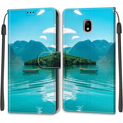 Coque Samsung Galaxy J7 2017 /J730, Housse Samsung J7 2017 /J730, Etui Housse En Cuir Pochette Protection Portefeuille Rabat Clapet Case Porte Carte Magnétique Étui Cover Bateau