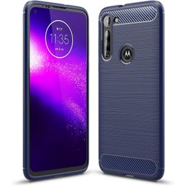 Coque Pour Motorola Moto G8 Power Coque Cas Fibre De Carbone Ultra Mince Silicone Souple Antichoc Étui Pour Motorola Moto G8 Power Bleu