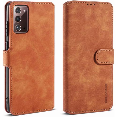 Coque Galaxy Note20, Étui À Rabat En Cuir De Première Qualité Avec Fente Pour Carte Verrouillage Magnétique Fonction De Support Étui De Portefeuille Pour Samsung Galaxy Note20 Marron