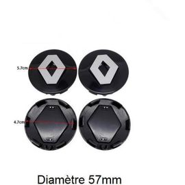 Lot De 4 Centre De Roue Cache Moyeu Pour Renault 57mm-Noir