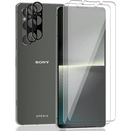 Verre Trempé Pour Sony Xperia 1 V, Sony Xperia 1 V Protection Écran. Contenir 2 Pièces Protection D'écran Et 2 Pièces D'objectif Arrière Protecteur Anti-Rayures.