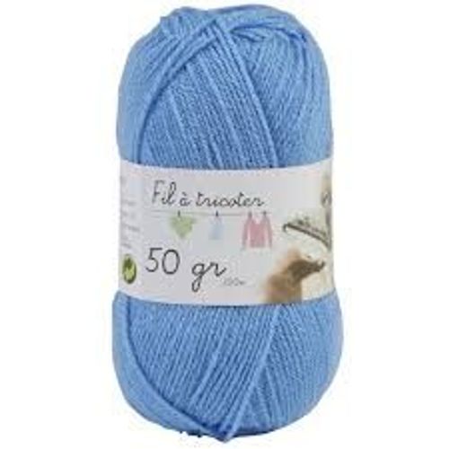 Pelote Fil À Tricoter Acrylique 50 G Bleue