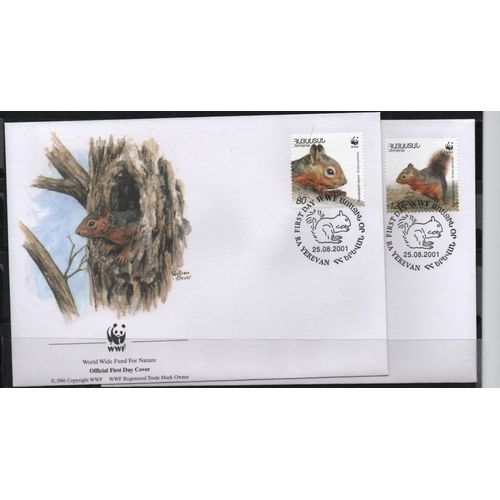 Arménie Timbres Animaux : Les Écureuils 2001 , 4 Fdc