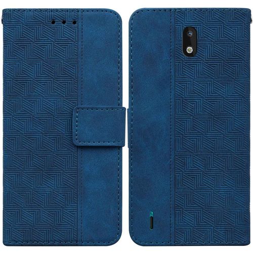 Coque Nokia 1.3 Cuir À Motif Texturé Géométrique Résistant Aux Rayures À Clapet Portefeuille Étui Cover Pour Nokia 1.3 5.71"" Bleu