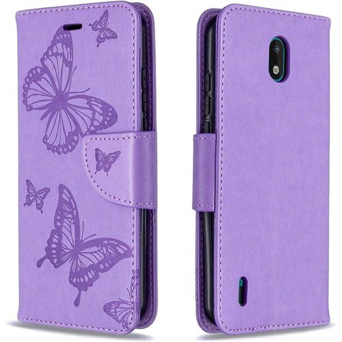 Coque Nokia 1.3 Étui Housse En Cuir Pu+Tpu Silicone Souple Coque De Protection Portefeuille Pochette Flip Wallet Case Pour Nokia 1.3 5.71"" Violet