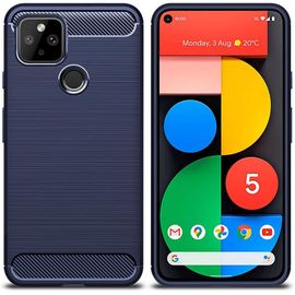 Coque Pour Google Pixel 5 Etui De Protection En Tpu Ultra Mince Souple Et Léger Avec Conception En Fibre De Carbone Pour Google Pixel 5 Bleu