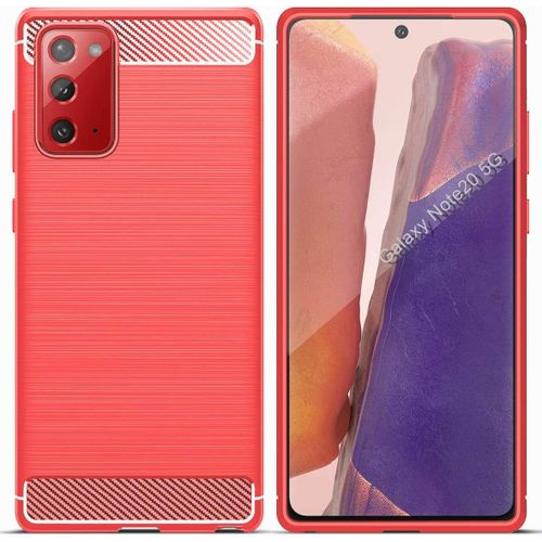 Coque Pour Samsung Galaxy Note20 5g Etui De Protection En Tpu Ultra Mince Souple Et Léger Avec Conception En Fibre De Carbone Pour Samsung Galaxy Note20 5g Rouge