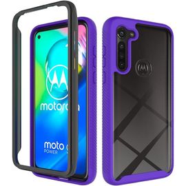 Coque Pour Motorola Moto G8 Power, Souple Tpu Bumper Transparente Pc Coque Arrière Antichoc Coque Pour Motorola Moto G8 Power 6.4"" - Mauve