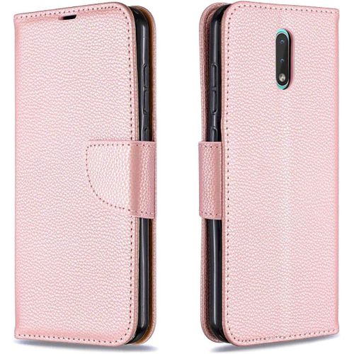 Coque Nokia 2.3 Housse En Cuir Portefeuille Pochette Carte Fente Protecteur Flip Cover Antichoc Étui À Rabat Coque De Protection Pour Nokia 2.3 6.2"" Rose Or