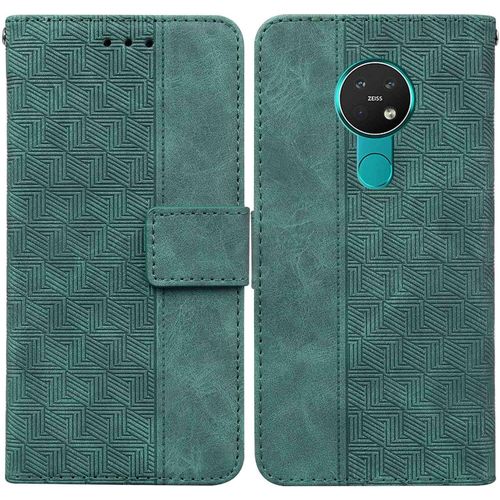 Coque Nokia 6.2 Cuir À Motif Texturé Géométrique Résistant Aux Rayures À Clapet Portefeuille Étui Cover Pour Nokia 6.2 6.3"" Vert