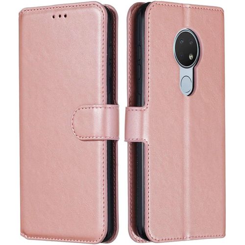 Coque Nokia 6.2 Antichoc Emplacement Carte Support Cuir Pu Clapet Portefeuille Étui Coque Pour Nokia 6.2 6.3"" Or Rose