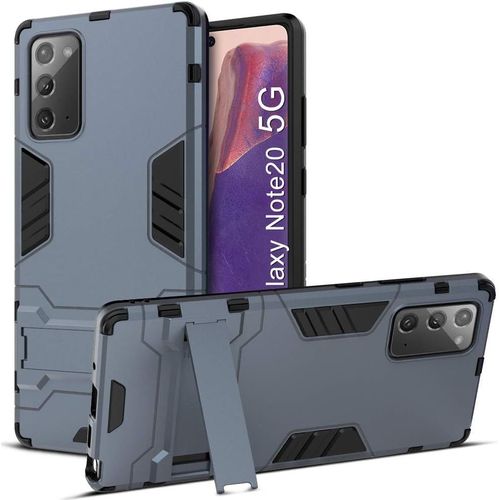 Coque Samsung Galaxy Note20 5g, Étui Protection Hybride Double Couche Antichoc Résistant Aux Chocs Avec Coque Arrière Robuste Béquille Pour Samsung Galaxy Note20 5g Bleu Marin