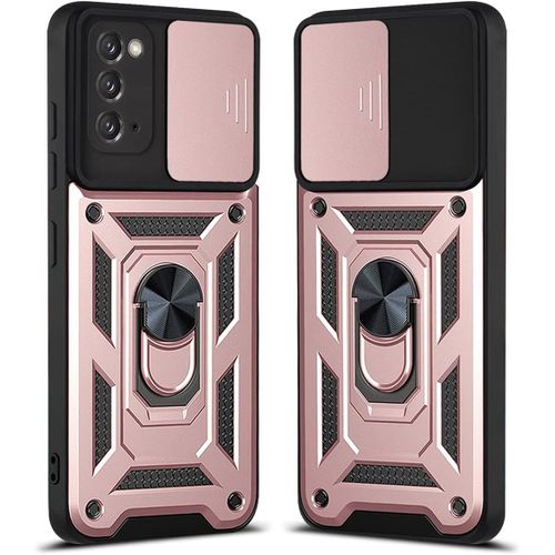 Coque Samsung Galaxy Note20,Étui Qualité Militaire Rotatif Anneau Support Voiture Magnétique Antichoc Housse Etui Pour Samsung Galaxy Note20 6.7"" -Or Rose