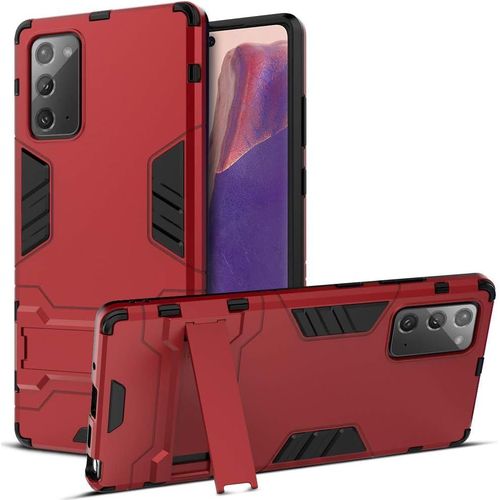 Coque Samsung Galaxy Note20, Étui Protection Hybride Double Couche Antichoc Résistant Aux Chocs Avec Coque Arrière Robuste Béquille Pour Samsung Galaxy Note20 Rouge