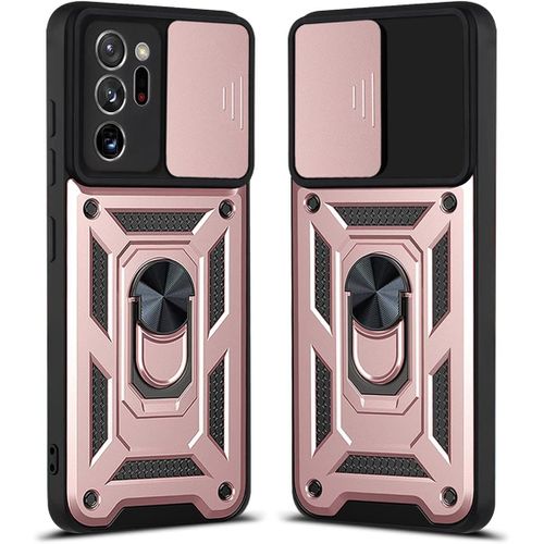 Coque Samsung Galaxy Note20 Ultra,Étui Qualité Militaire Rotatif Anneau Support Voiture Magnétique Antichoc Housse Etui Pour Samsung Galaxy Note20 Ultra 6.9"" -Or Rose