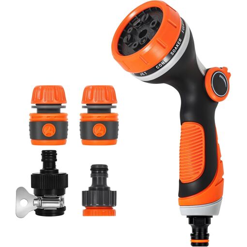Pistolet D'arrosage GRIFEMA GE1305 - 8 Modes Réglables, Acier Inoxydable, Interrupteur Au Pouce