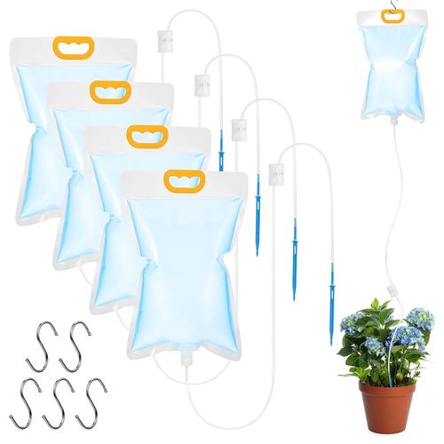 Sac Darrosage Automatique, Système Dirrigation avec Interrupteur de Commande Réglable, Dispositifs Arrosage pour Plantes Intérieur Extérieur, 5 Pièces 3,5 L