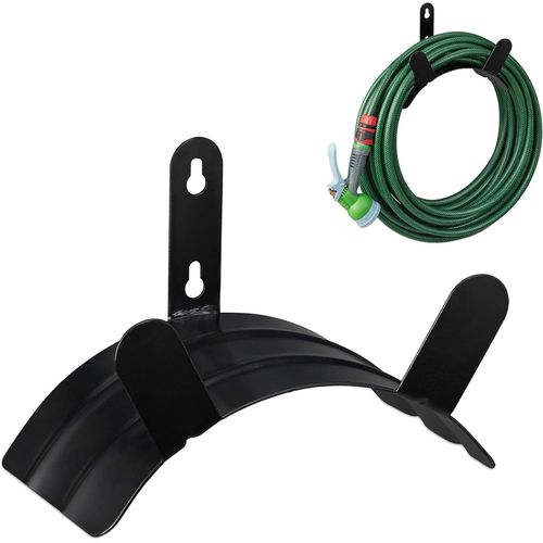 Support Tuyau d¿arrosage, Montage Mural, pour 45 m & 5/8"", Enrouleur, dévidoir, métal, pour Le Jardin, Noir