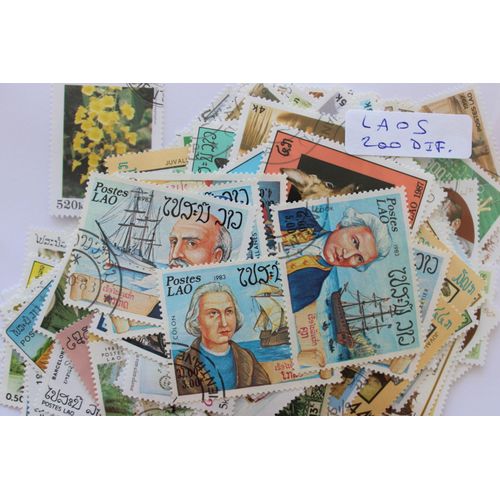 Laos 200 Timbres Différents