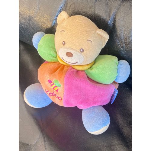 Doudou Ours Boule Bleu Broderie Abeille Kaloo Orange Bleu Vert Rose 19cm