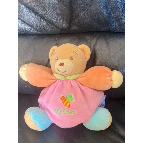 Peluche Doudou Ours Boule Rose Abeille Bleu Et Orange Kaloo 18cm