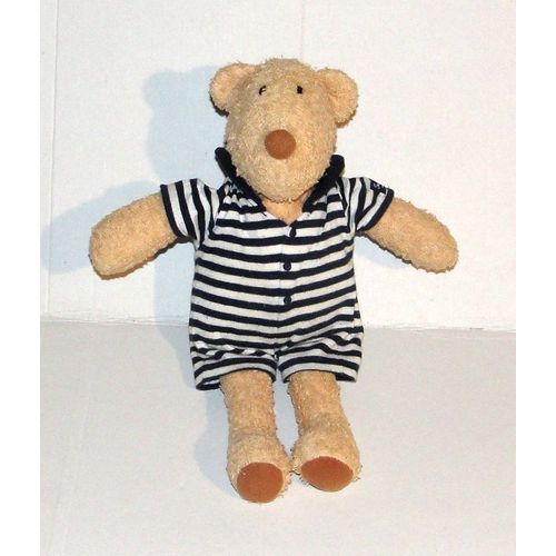 Doudou Ours Trousselier Habit Rayé Peluche Baigneur