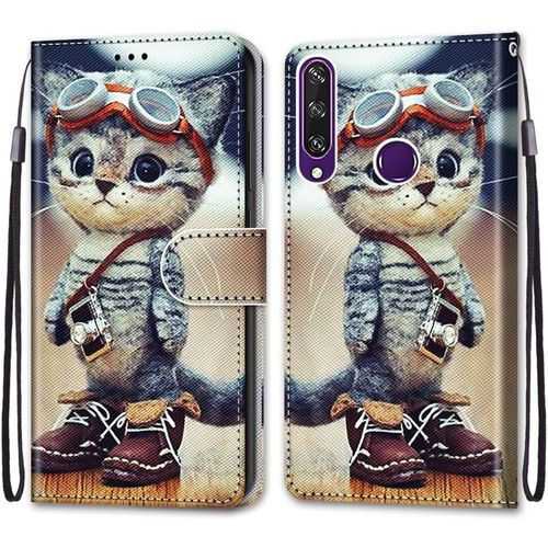Coque Pour Huawei Y6p, Etui En Cuir Pu Portefeuille Housse Coque Avec 360 Degrés Silicone Antichoc Protection Cover Cuir Pochette Magnétique Und Flip Béquille Chat 1