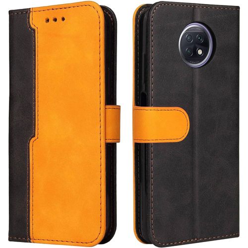Coque Xiaomi Redmi Note 9 5g,Antichoc Cover Cuir Pu Souple Avec Fente Pour Carte Et Support Étui À Rabat Portefeuille Etui Coque Pour Xiaomi Redmi Note 9 5g -Orange