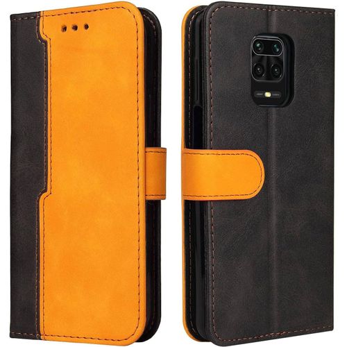 Coque Xiaomi Redmi Note 9 Pro Max,Antichoc Cover Cuir Pu Souple Avec Fente Pour Carte Et Support Étui À Rabat Portefeuille Etui Coque Pour Xiaomi Redmi Note 9 Pro Max -Orange