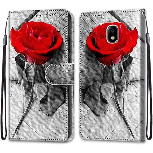 Coque Pour Samsung Galaxy J7 2017/J730, Etui En Cuir Pu Portefeuille Housse Coque Avec 360 Degrés Silicone Antichoc Protection Cover Cuir Pochette Magnétique Und Flip Béquille Rose