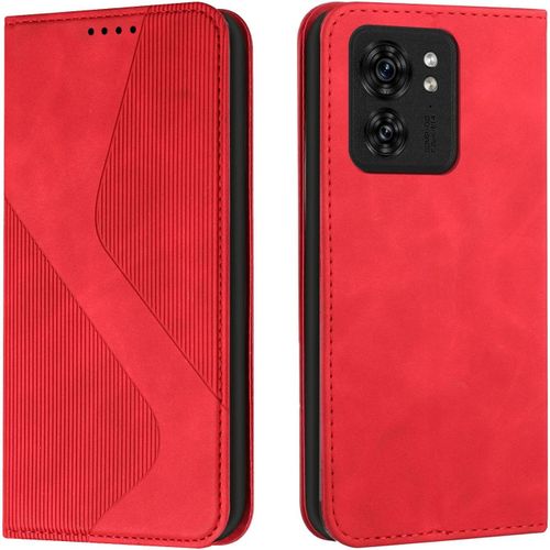 Coque Pour Motorola Moto Edge 40, Housse En Cuir Moto Edge 40, Cuir Portefeuille Housse Avec Magnétique Flip Étui À Rabat Case Etui Motorola Edge 40 Rouge