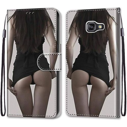 Coque Pour Samsung Galaxy A5 2016/ A510, Etui En Cuir Pu Portefeuille Housse Coque Avec 360 Degrés Silicone Antichoc Protection Cover Cuir Pochette Magnétique Flip Béquille Fille Sexy