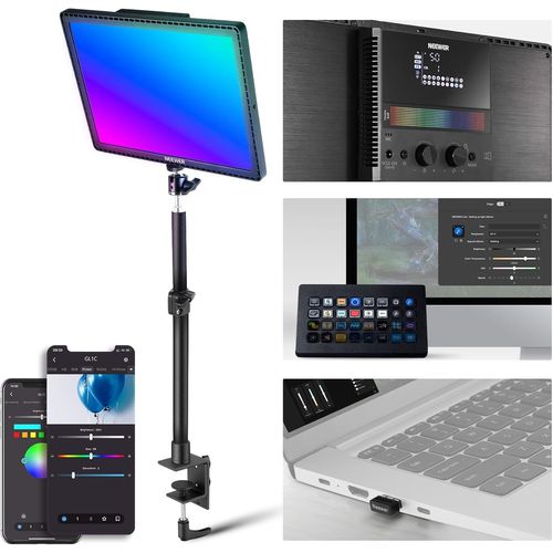 NEEWER GL1C RGB 15,5" Key Light, 48W Edge Lit Soft Panneau LED Lampe Video Streaming Gaming Lumière&2.4G PC/Mac iOS/Android APP/WiFi, Tactile, 4300lux/0,5m, 2900K-7000K, Sync Musicale