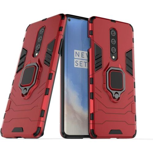 Coque Pour Oneplus 8, Double Couche Renforcée Défense Antichoc Armure Housse Etui Avec 360 Rotation Bague Support Pour Oneplus 8. Hb Red