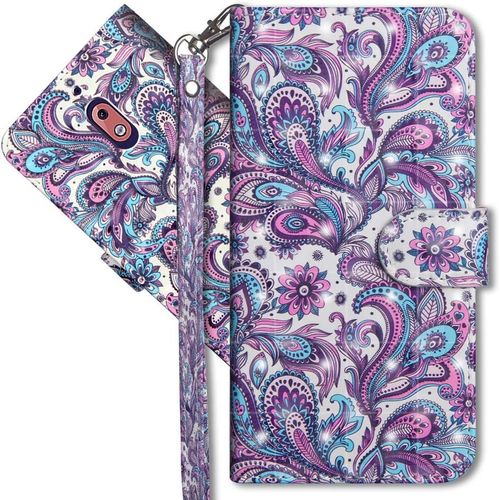 Nokia 2.1 Étui À Rabat 3d Désign Portefeuille Housse Magnétique Fonction Stand Porte Carte Pu Cuir Protection Coque Pour Nokia 2.1 2018. Yx 3d - Peacock Flower