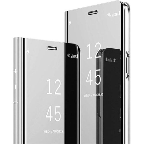 Samsung A7 2018 Miroir Housse Coque Etui À Rabat, Mirror Smart View Standing 360° Protecteur Etui Coque Pour Samsung Galaxy A7 2018. Flip Mirror: Silver