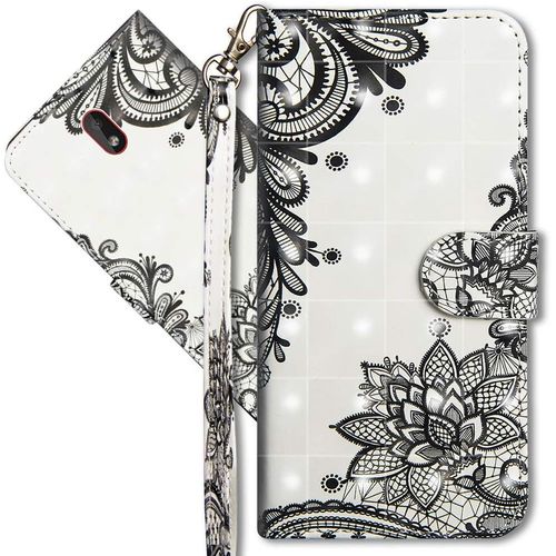 Nokia 2.2 Étui À Rabat 3d Désign Portefeuille Housse Magnétique Fonction Stand Porte Carte Pu Cuir Protection Coque Pour Nokia 2.2. Yx 3d - Lace Flower