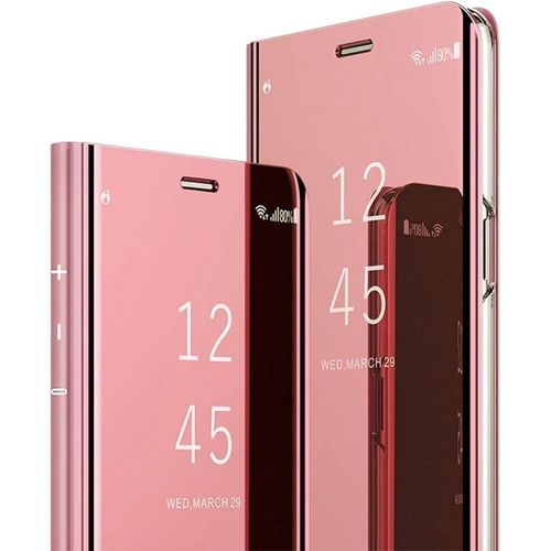 Samsung Note 8 Miroir Housse Coque Etui À Rabat, Mirror Smart View Standing 360° Protecteur Etui Coque Pour Samsung Galaxy Note 8. Flip Mirror: Rose Gold