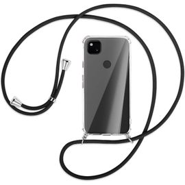 Collier Pour Google Pixel 4a 5.81'' Noir Coque Pour Smartphone À Porter Au Cou Anti Shock Full Tpu Étui À Bandoulière Cordon