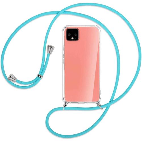 Collier Pour Google Pixel 4 5.7'' Turquoise Coque Pour Smartphone À Porter Au Cou Anti Shock Full Tpu Étui À Bandoulière Cordon