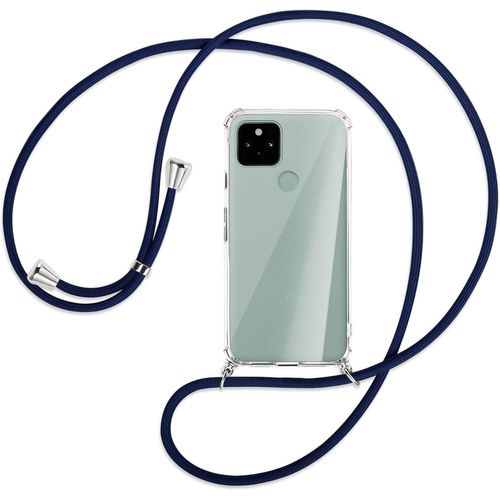 Collier Pour Google Pixel 5 6.0'' Bleu Foncé Coque Pour Smartphone À Porter Au Cou Étui À Bandoulière Cordon