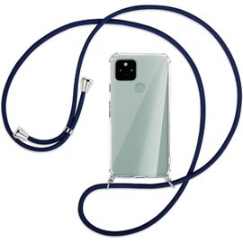 Collier Pour Google Pixel 5 6.0'' Bleu Foncé Coque Pour Smartphone À Porter Au Cou Étui À Bandoulière Cordon