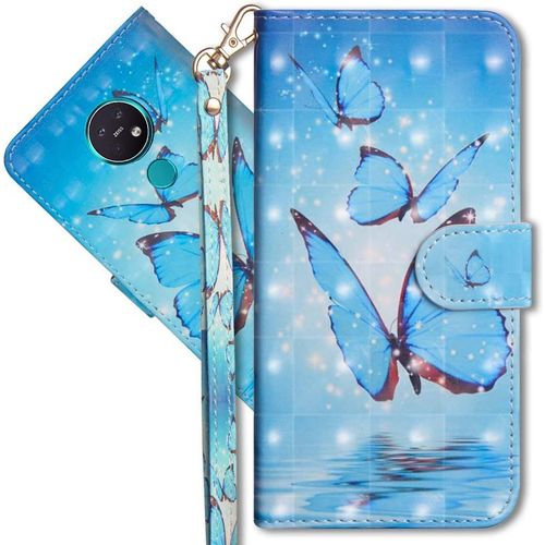 Nokia 7.2 Étui À Rabat 3d Désign Portefeuille Housse Magnétique Fonction Stand Porte Carte Pu Cuir Protection Coque Pour Nokia 6.2/Nokia 7.2. Yx 3d - Butterfly Spring