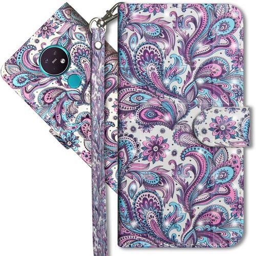 Nokia 7.2 Étui À Rabat 3d Désign Portefeuille Housse Magnétique Fonction Stand Porte Carte Pu Cuir Protection Coque Pour Nokia 6.2/Nokia 7.2. Yx 3d - Peacock Flower