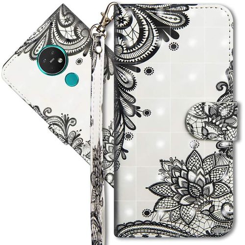 Nokia 7.2 Étui À Rabat 3d Désign Portefeuille Housse Magnétique Fonction Stand Porte Carte Pu Cuir Protection Coque Pour Nokia 6.2/Nokia 7.2. Yx 3d - Lace Flower