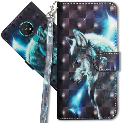 Nokia 7.2 Étui À Rabat 3d Désign Portefeuille Housse Magnétique Fonction Stand Porte Carte Pu Cuir Protection Coque Pour Nokia 6.2/Nokia 7.2. Yx 3d - Wolf